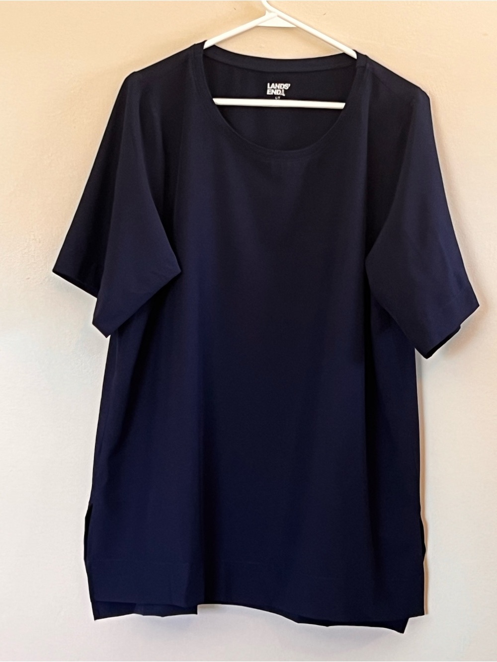 Lands' End Navy Blue Short-Sleeve Crew Neck Shirt